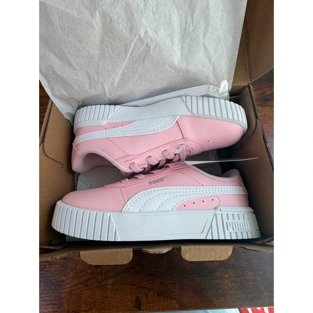 Puma Carina 2.0 AC Inf Kids Sneakers Pink White Silver 386187-04 Size 10C